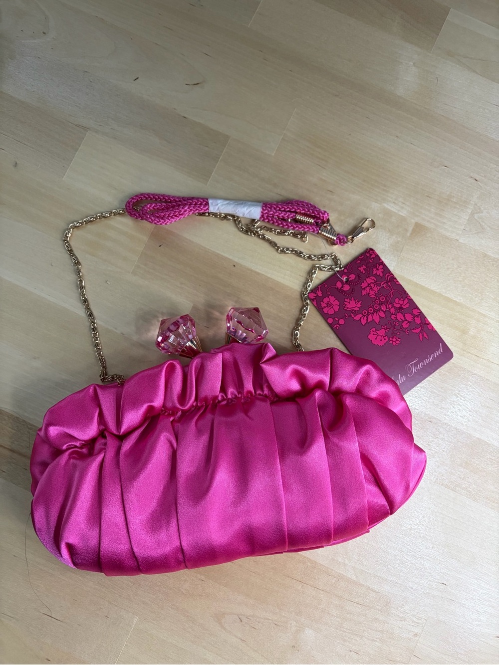 NWT Lulu Townsend Hot Pink Satin Clutch